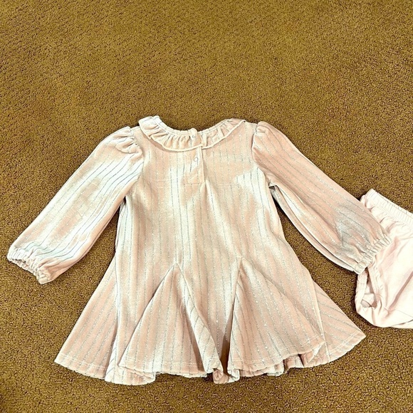 Habitual Girl 12 Month Pink Faux Suede Dress with Silver Sparkle Stripes - Picture 5 of 5